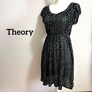 Theory 블랙 도트 반팔 원피스 코튼 얇은 소재 귀여운 여성용 S