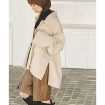 NOBLE 카멜 믹스 리버 지퍼 코트 38