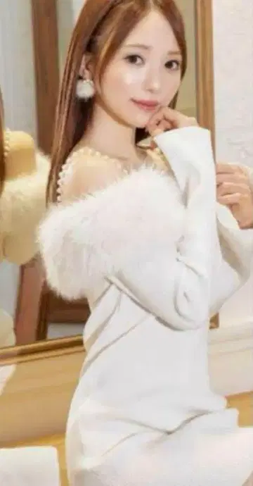 미셸 마카롱 Michellemacaron 퍼 니트 원피스