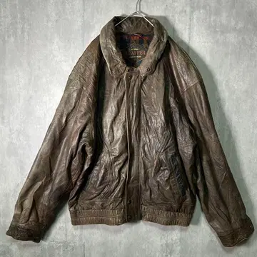 빈티지 가죽 자켓 블루종 브라운 페이드 천연 가죽
