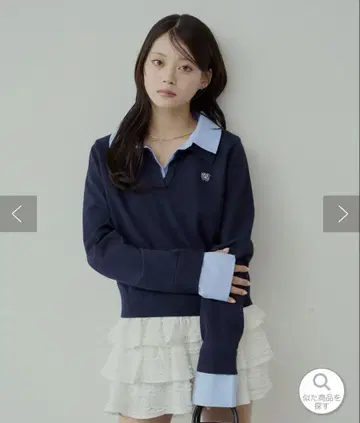 [ 클리닝 완료 ] chico 자수 장식 카라 부착 폴로 니트