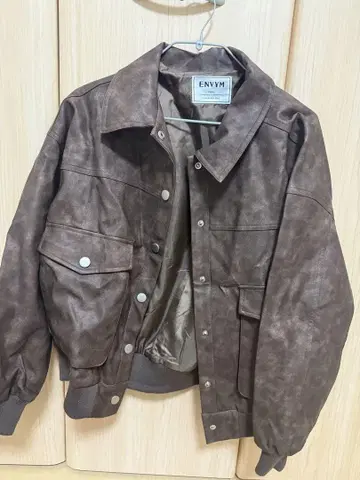 ENVYM 브라운 가죽 자켓 프리 사이즈