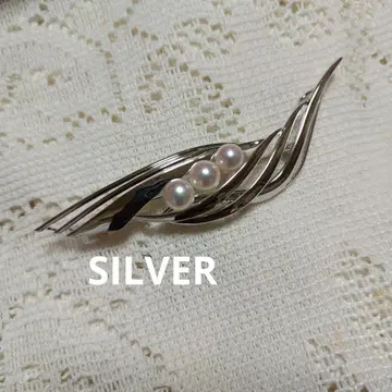 펄 장식 SILVER 브로치