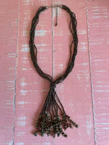 비즈 & 스톤 프린지 빈티지 목걸이