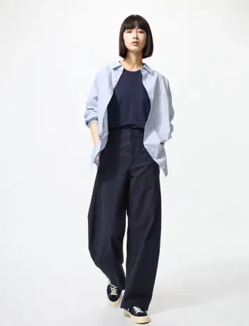 저지 배럴 레그 팬츠 NAVY M 사이즈