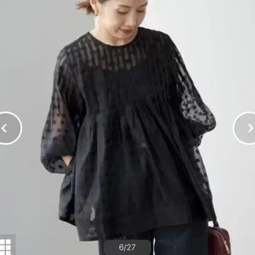 IENA TORRAZZO DONNA 도트 긴팔 시어 블라우스 Free