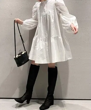 SNIDEL 스나이델 ORGANICS 볼륨 미니 원피스 화이트