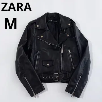 컨디션 최상 ZARA 인조 가죽 더블 라이더 자켓 블랙 M