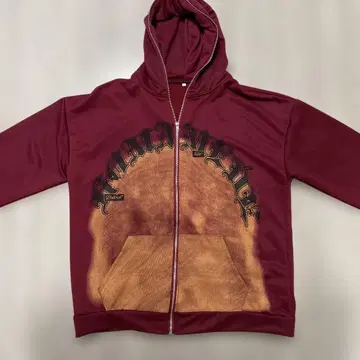 버건디 풀 집업 후드티 2XL