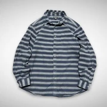 Eddie Bauer 섀도우 보더 옴브레 패턴 플란넬 셔츠 네이비