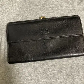 일비종떼 3단 폴더형 장지갑 가마구치 블랙 로고 엠보