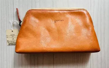 genten 카멜 가죽 파우치 소가죽