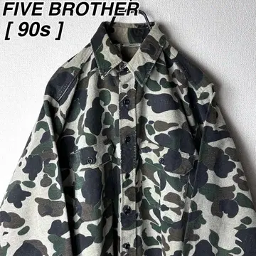 90s USA제 FIVE BROTHER 카모 카모플라쥬 셔츠 파이브브라더