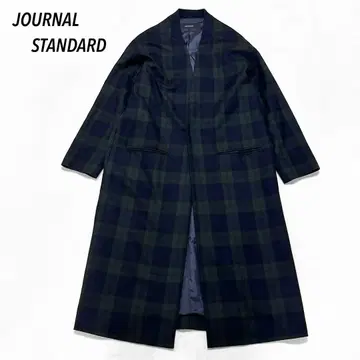 [ JOURNAL STANDARD ] 노카라 코트 울 체크 무늬 그린