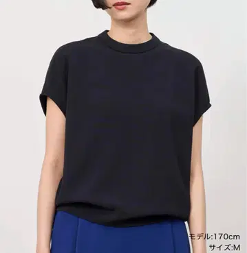 AKI 님 소쥬 스탠드 카라 코쿤 블라우스 네이비 M