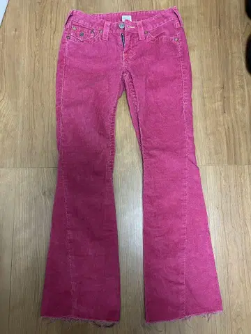 True Religion 핑크 빨간색 코듀로이 부츠컷 데님 L 사이즈