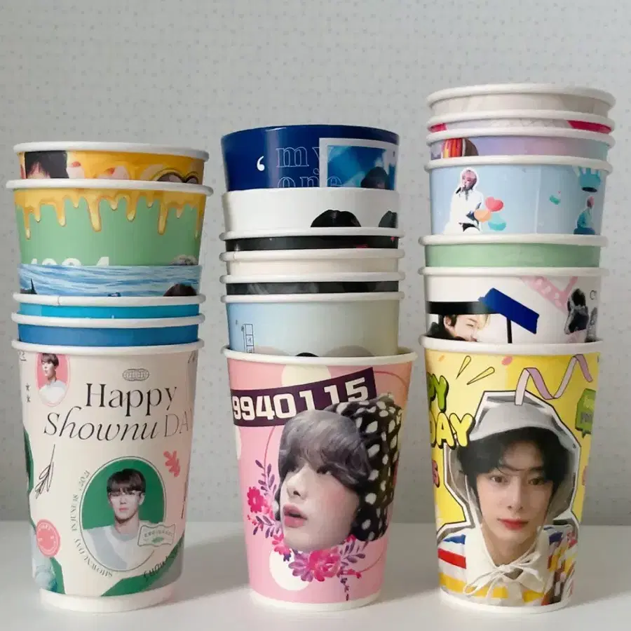 Monstax birthday cafe cups 20 pieces bulk | Monsta X unofficial goods birthday cafe cup Hyungwon