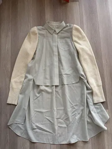 sacai 사카이 도킹 니트 슬리브 긴팔 셔츠 베이지 여성용
