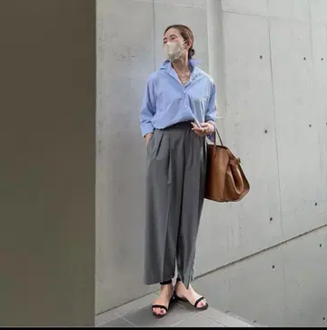 JULYNINE 그레이스 그레이 턱 팬츠 그레이 일본제 M