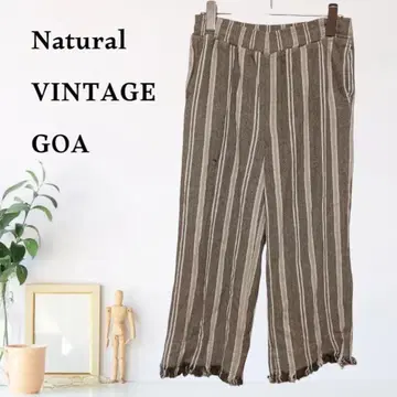 zB461 [ F ] Natural VINTAGE GOA 프린지 헴 팬츠