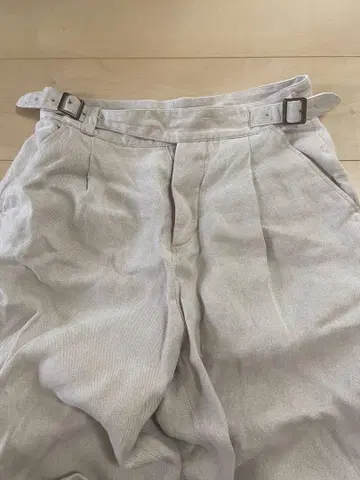 카구레 린넨 와이드 스트레이트 팬츠