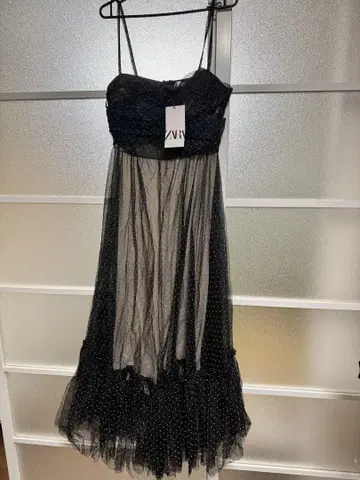 ZARA 도트 튤 롱 드레스 원피스