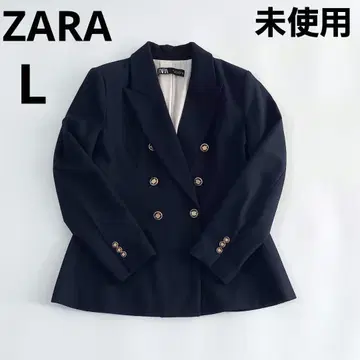 미사용 ZARA 네이비 더블 브레스트 피케 블레이저 자켓 골드 버튼 L