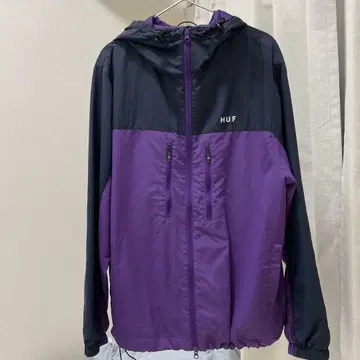 HUF 후드 부착 나일론 자켓 퍼플 블랙