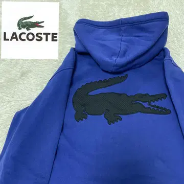 LACOSTE 라코스테 풀오버 후드티 빅 로고 자수 로고 블루 M