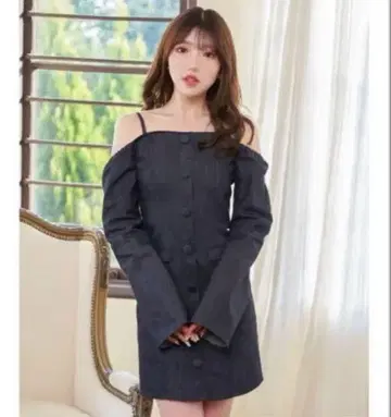 벨 슬리브 데님 미니 원피스 Darich
