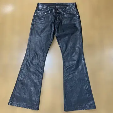 TORNADO MART 블랙 가죽 부츠컷 데님