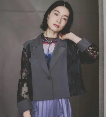 HARE 레이스 레이어 절개 테일러 자켓 숏 기장