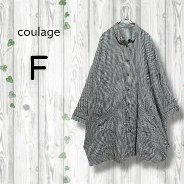 쿠라쥬 coulage 시어 셔츠 원피스 긴팔 체크 무릎 기장
