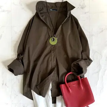 인기 플라주 23SS douce cotton wash 셔츠 브라운