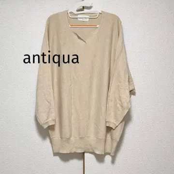 안티카 antiqua V넥 니트 돌먼 롱 루즈핏 베이지