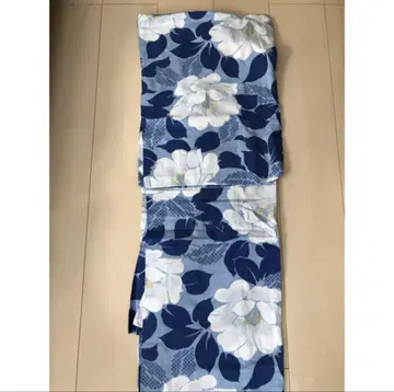 유카타 스카이블루 꽃무늬