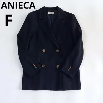 새상품급 ANIECA 아네카 더블 브레스트 테일러드 자켓 골드 버튼 블랙