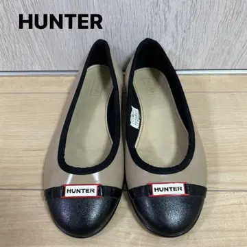 헌터 플랫슈즈 베이지/블랙 UK3 펌프스 에나멜 22.5cm