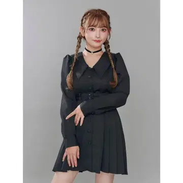 EATME 더블 벨트 사이드 플리츠 원피스