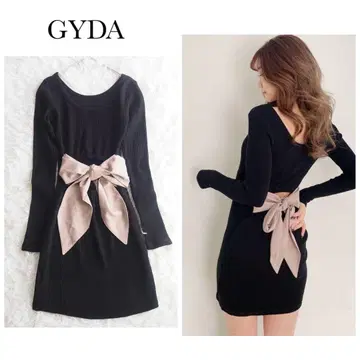 새상품급 GYDA 제이다 백리본 골지 미니 원피스