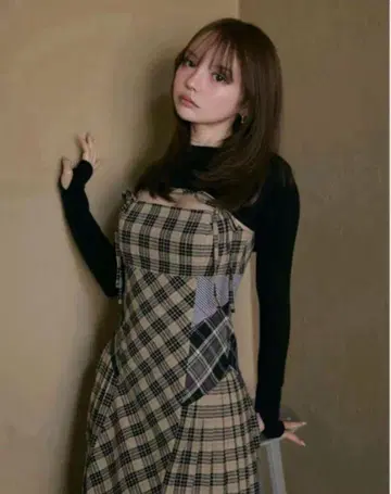 andmary Nadia 체크 롱 드레스