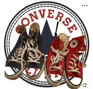 CONVERSE 하이컷 스니커즈 네이비 레드 2족 세트 스쿨