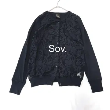 Sov. 블랙 가디건 긴팔 레이스 꽃무늬