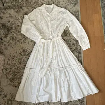 ZARA 자수 화이트 셔츠 원피스 긴팔