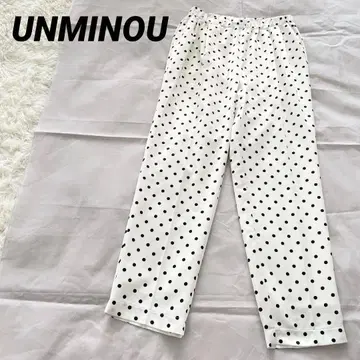 안미누 UNMINOU 도트 디자인 팬츠 화이트 턱 센터 프레스