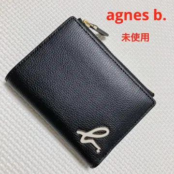 미사용 agnes b. 에네스베 가죽 접이식 지갑 블랙 x 그레이