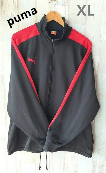 PUMA 트랙 자켓 저지 백 로고 빨간색 블랙 긴팔 XO