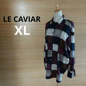 90s LE CAVIAR 몬드리안 패턴 폴리에스테르 긴팔 셔츠