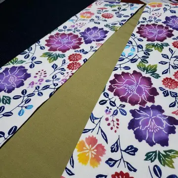 반폭 오비 순수 실크 유키쓰무기 겐지 이야기 홍염 무늬 면 린넨