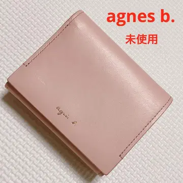 미사용 agnes b. 에네스베 가죽 3단 폴더형 지갑 핑크